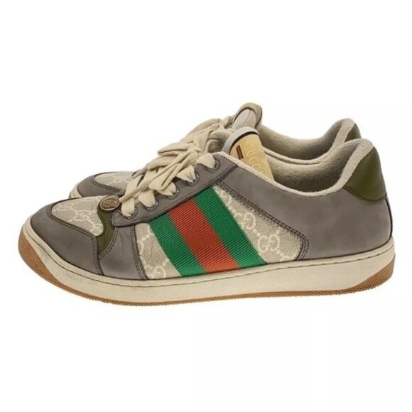 GUCCI low top sneakers Cream canvas size UK 11 - Picture 1 of 10